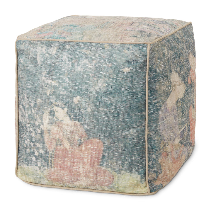 Loloi LPF0030 Blue / Multi 18"W x 18"D x 18"H Pouf