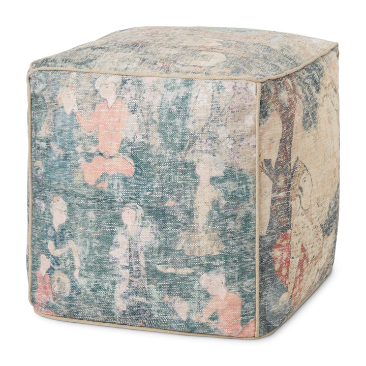 Loloi LPF0030 Blue / Multi 18"W x 18"D x 18"H Pouf