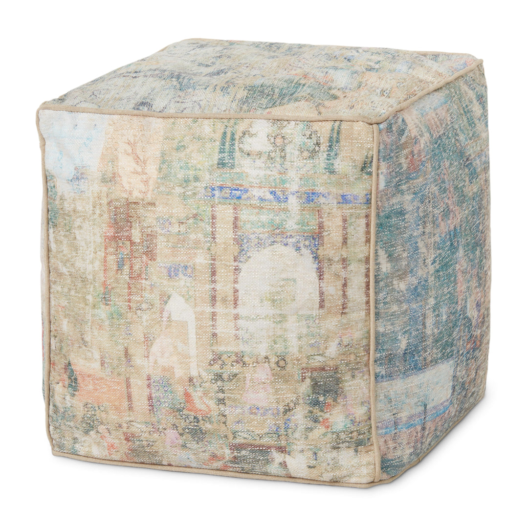 Loloi LPF0031 Blue / Multi 18"W x 18"D x 18"H Pouf