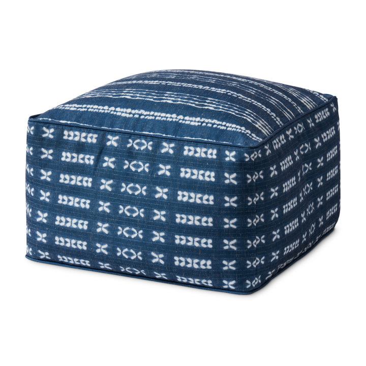 Loloi PF0007 Indigo / Ivory 20"W x 20"D x 12"H Pouf