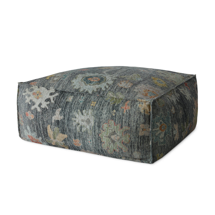 Loloi LPF0034 Charcoal / Multi 36"W x 36"D x 17"H Pouf