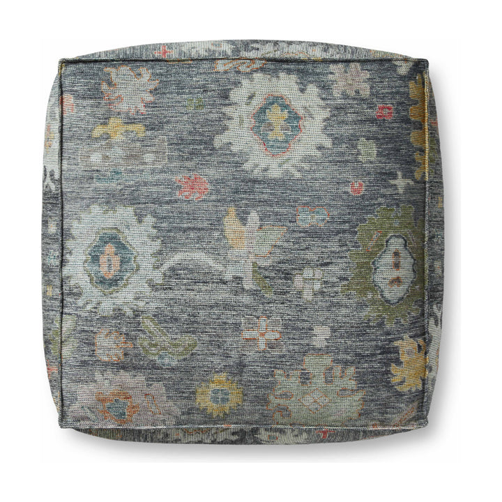 Loloi LPF0034 Charcoal / Multi 36"W x 36"D x 17"H Pouf