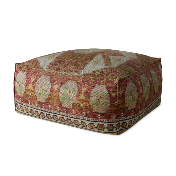 Loloi LPF0035 Terracotta / Multi 36"W x 36"D x 17"H Pouf