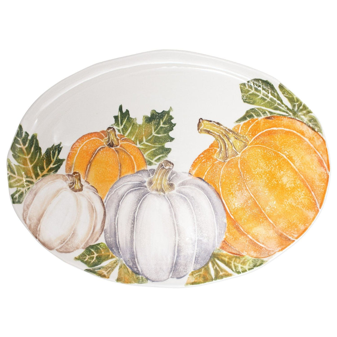 Pumpkins Oval Platter with Assorted Pumpkins - Default Title