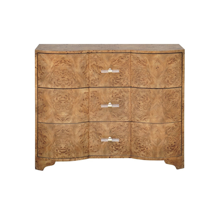 Plymouth - Three Drawer Chest In Dark Burl Wood With Acrylic Hardware