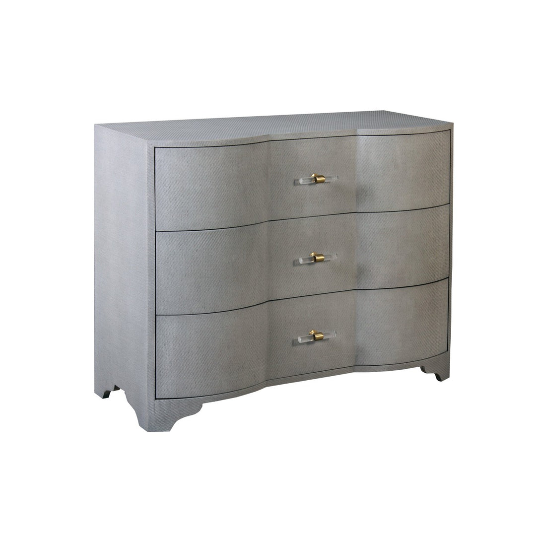 Plymouth - Three Drawer Chest In Gray Grasscloth With Acrylic Hardware