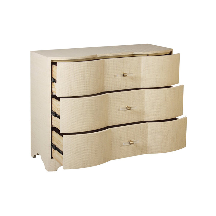 Plymouth - Three Drawer Chest In Natural Grasscloth With Acrylic Hardware