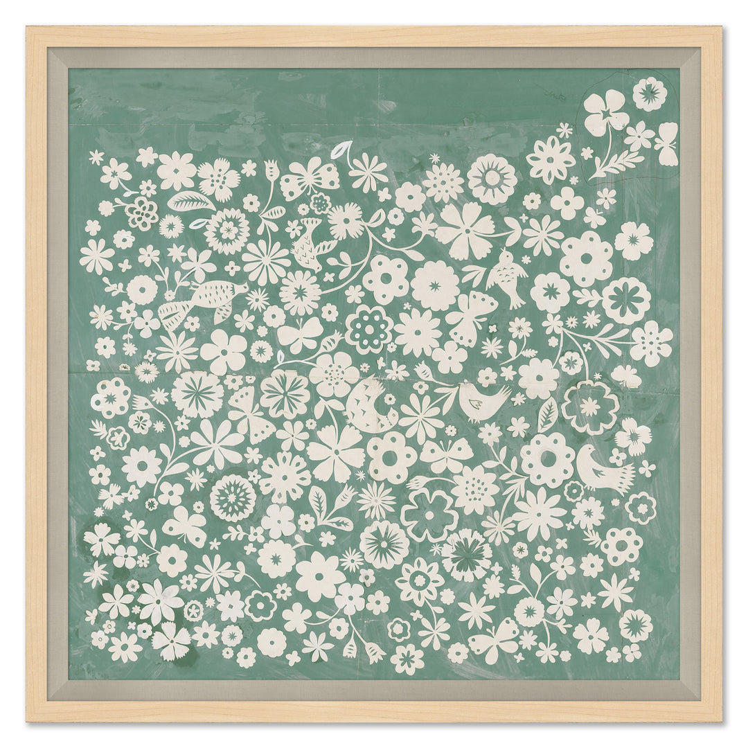 Green Birds & Flowers by Soicher Marin