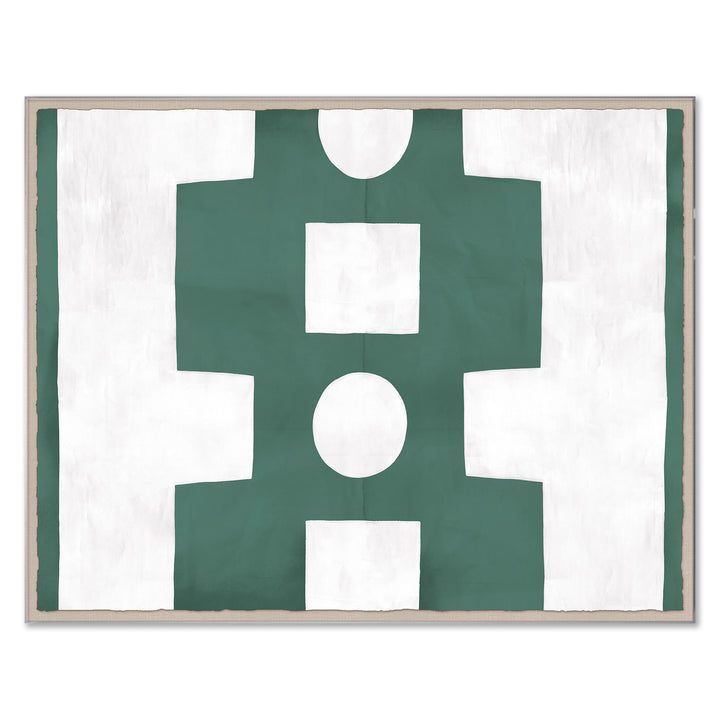 PM-23-0263 Paule Marrot, Green and White Abstract by Soicher Marin