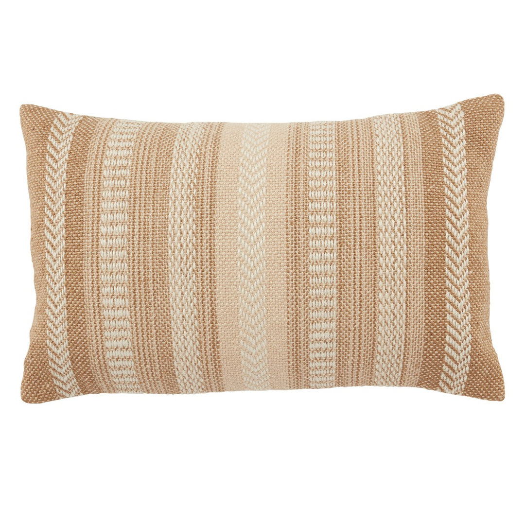 Vibe by Jaipur Living Papyrus Indoor/ Outdoor Striped Beige/ Ivory Pillow Cover (13"X21" Lumbar)