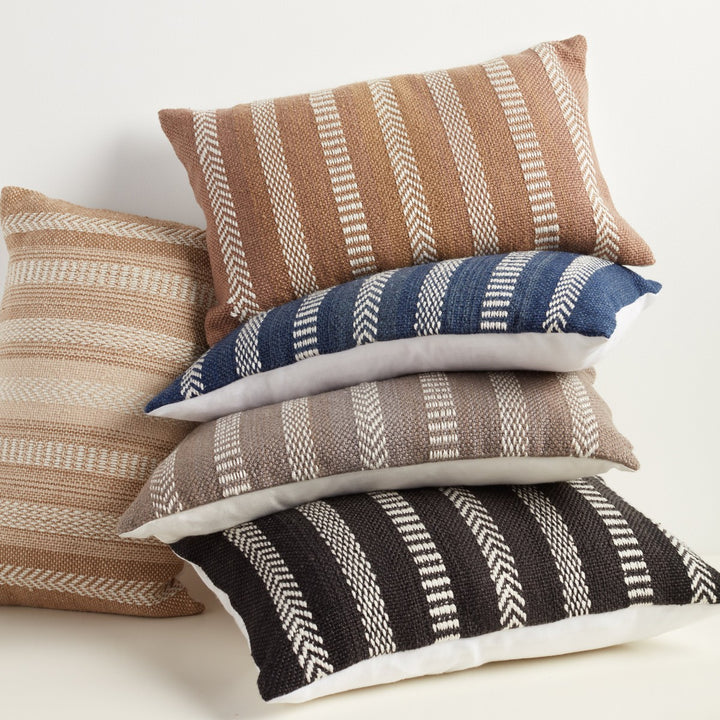 Vibe by Jaipur Living Papyrus Indoor/ Outdoor Striped Beige/ Ivory Pillow Cover (13"X21" Lumbar)