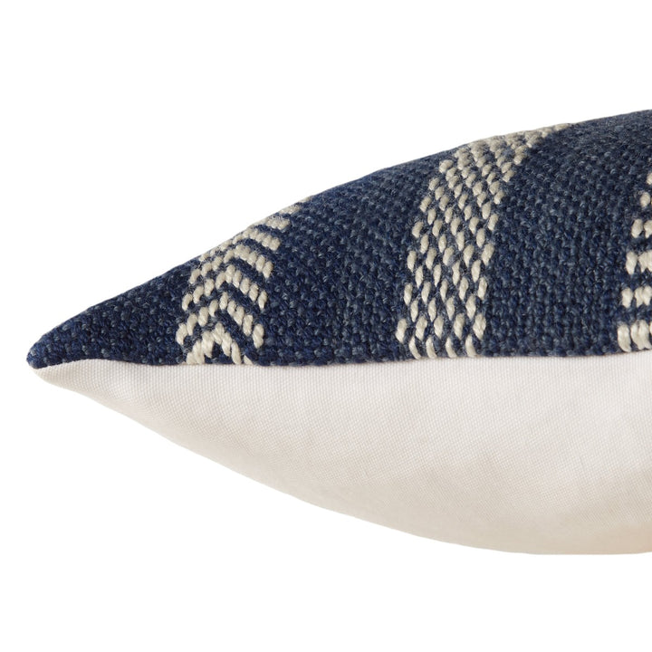 Vibe by Jaipur Living Papyrus Indoor/ Outdoor Striped Blue/ Ivory Poly Fill Pillow (13"X21" Lumbar)