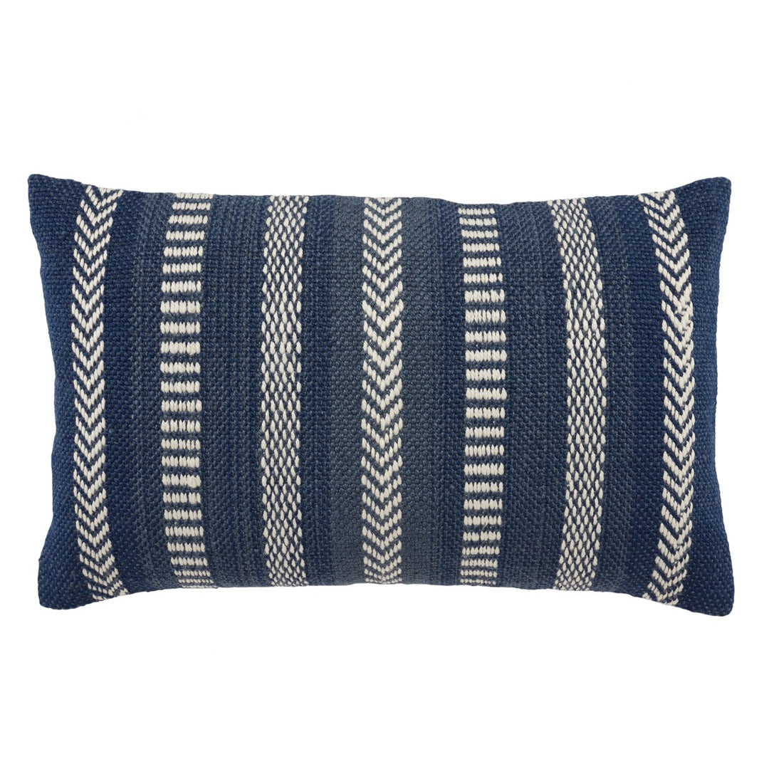 Vibe by Jaipur Living Papyrus Indoor/ Outdoor Striped Blue/ Ivory Poly Fill Pillow (13"X21" Lumbar)