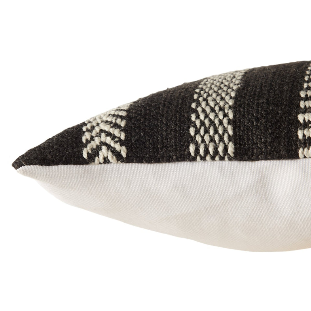 Vibe by Jaipur Living Papyrus Indoor/ Outdoor Striped Black/ Ivory Poly Fill Pillow (13"X21" Lumbar)