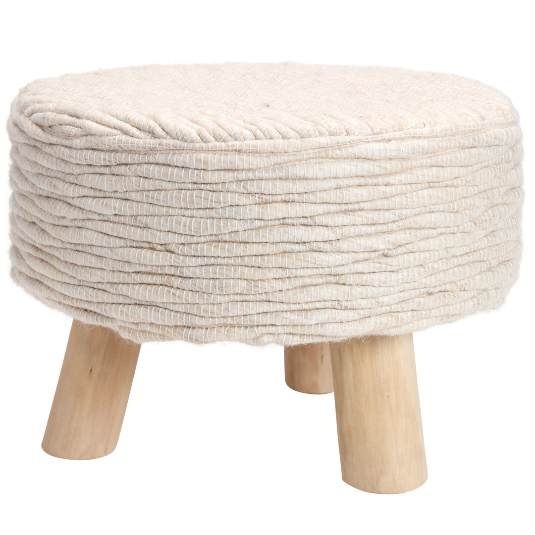 Jaipur Living Lavise Handmade Solid Cream/White Stool (16"X16"X12" Round)