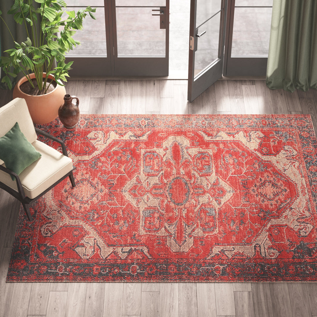 Jaipur Living Leighton Indoor/ Outdoor Medallion Red/ Blue Runner Rug (2'6"X8')