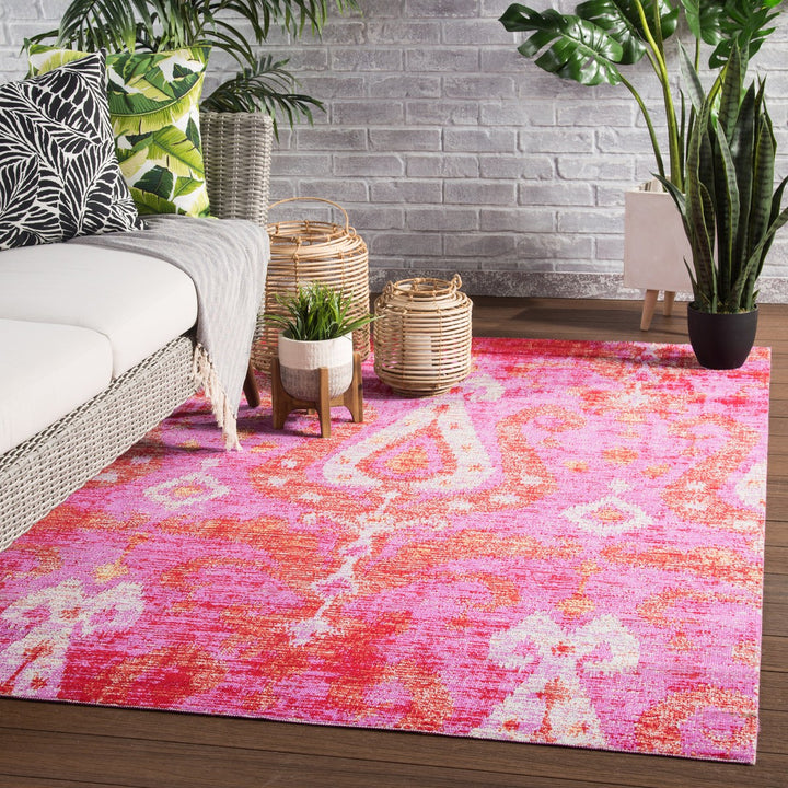 Jaipur Living Zenith Indoor/ Outdoor Ikat Pink/ Orange Runner Rug (2'8"X10')