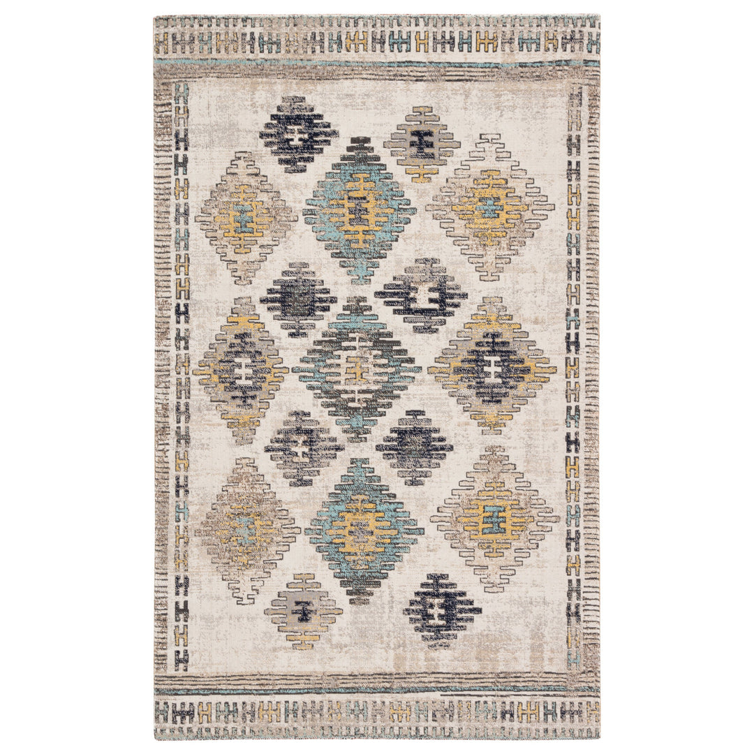 Jaipur Living Dez Indoor/ Outdoor Tribal Blue/ Yellow Area Rug (5'3"X7'6")