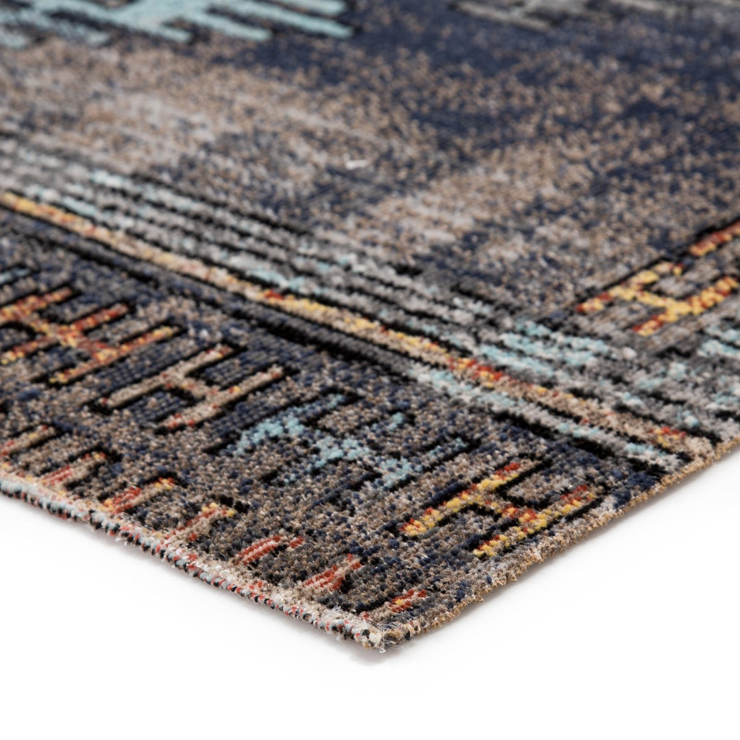 Jaipur Living Dez Indoor/ Outdoor Tribal Blue/ Orange Area Rug (7'6"X9'6")