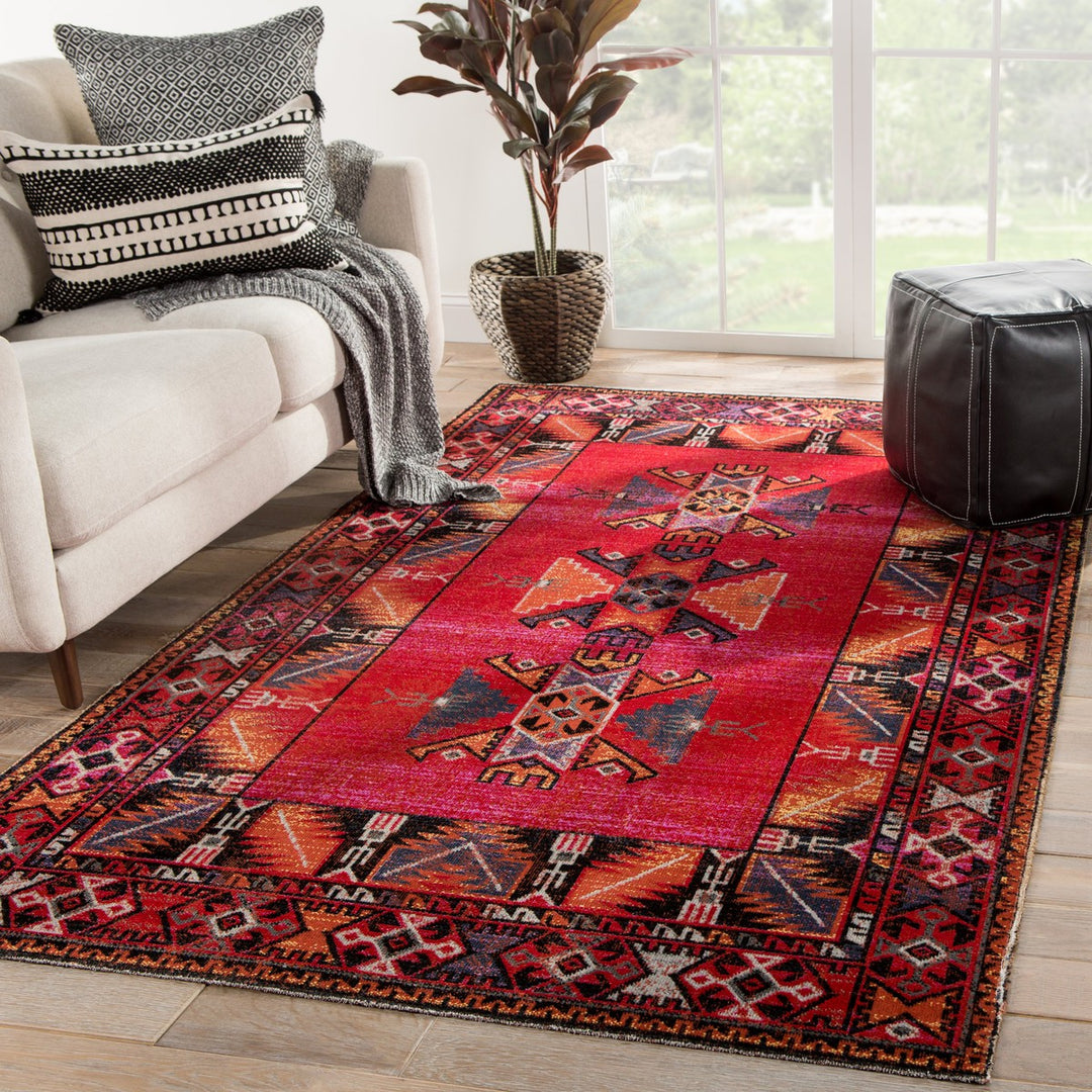 Jaipur Living Paloma Indoor/ Outdoor Tribal Red/ Black Runner Rug (2'8"X10')