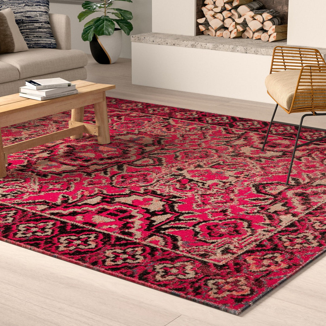 Jaipur Living Chaya Indoor/ Outdoor Medallion Red/ Black Runner Rug (2'6"X8')