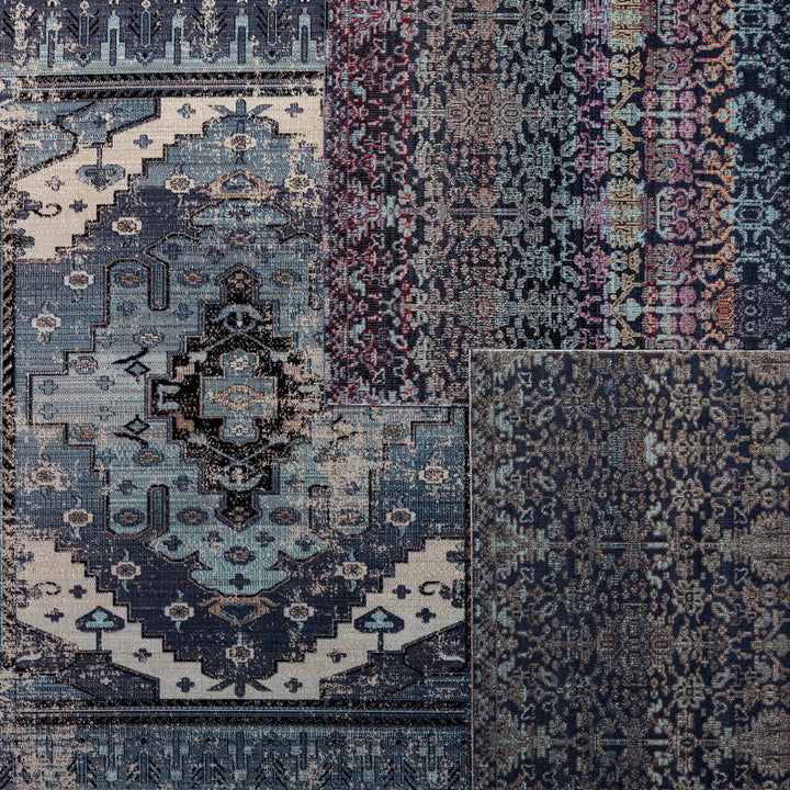 Jaipur Living Cicero Indoor/ Outdoor Medallion Blue/ Gray Area Rug (7'6"X9'6")