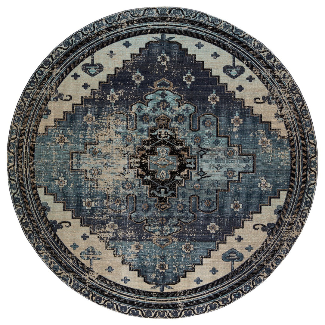 Jaipur Living Cicero Indoor/ Outdoor Medallion Blue/ Gray Runner Rug (2'6"X8')