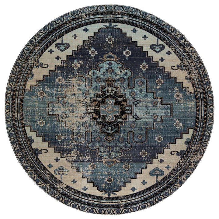 Jaipur Living Cicero Indoor/ Outdoor Medallion Blue/ Gray Runner Rug (2'6"X8')