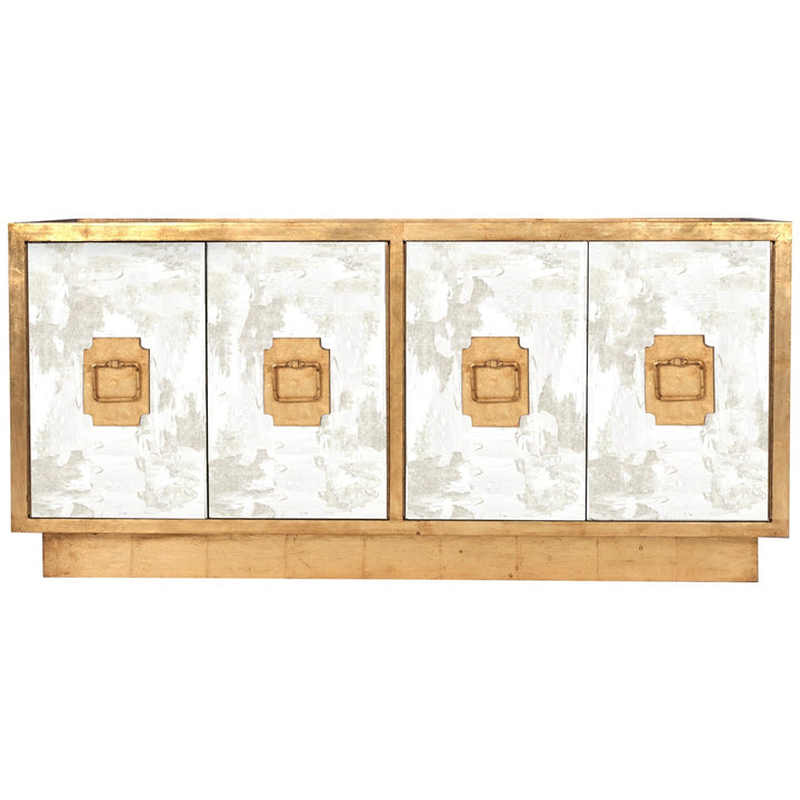 Ponti - 4 Door Antique Mirror And Gold Leaf Entertainment Console