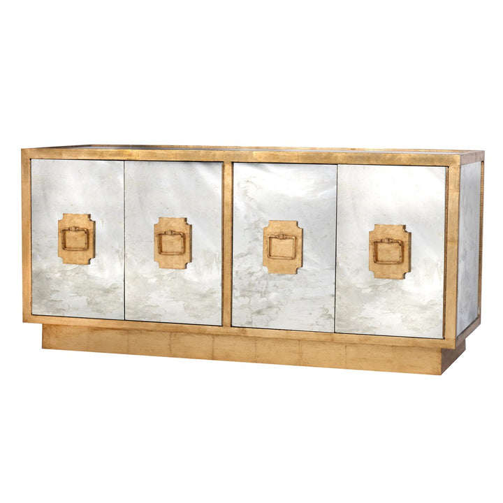 Ponti - 4 Door Antique Mirror And Gold Leaf Entertainment Console