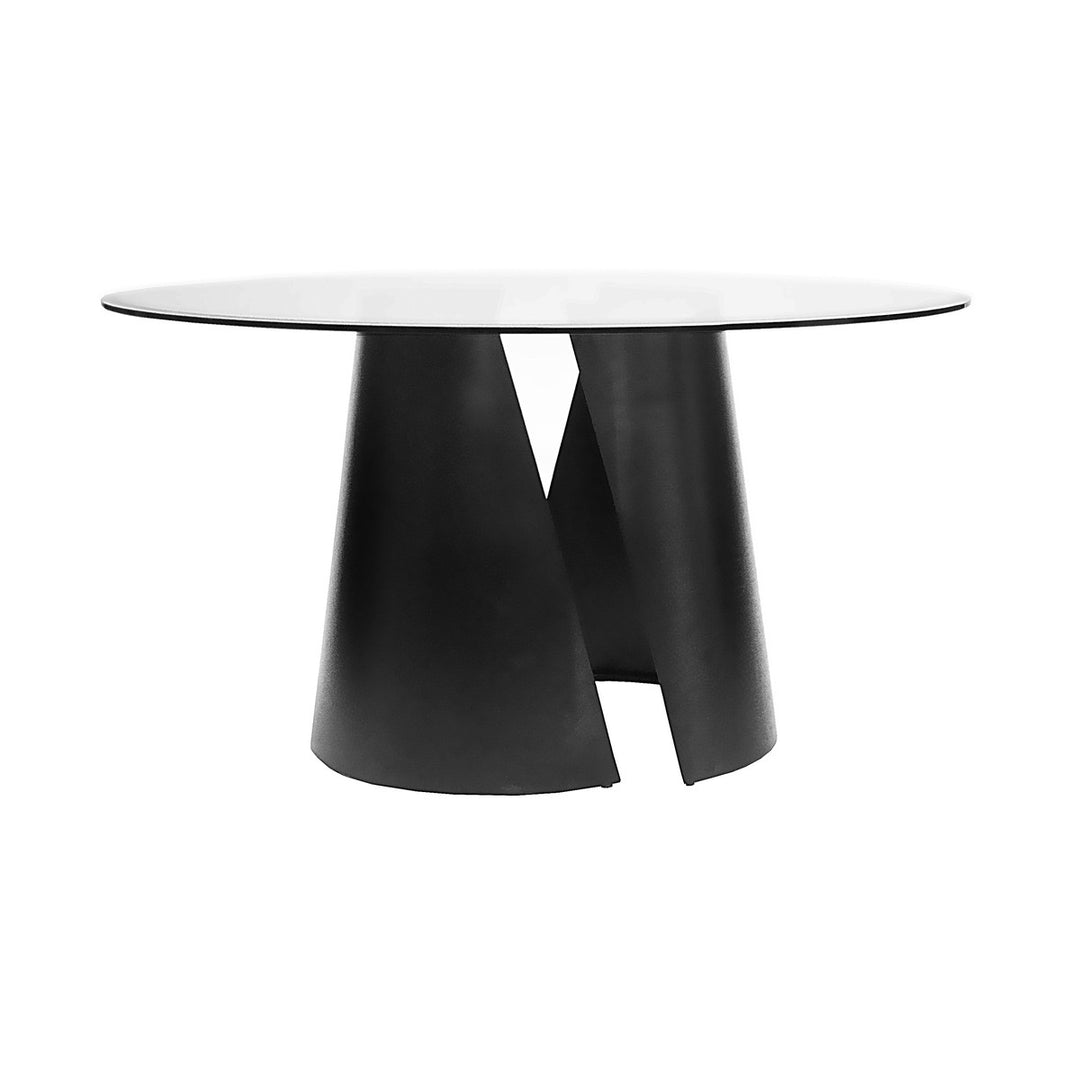 Portia - Pair Of Dining Table Bases In Black Powder Coat With 48" Dia Glass