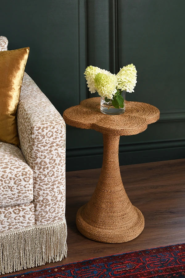 Primrose Clover Top Side Table In Wrapped Rope