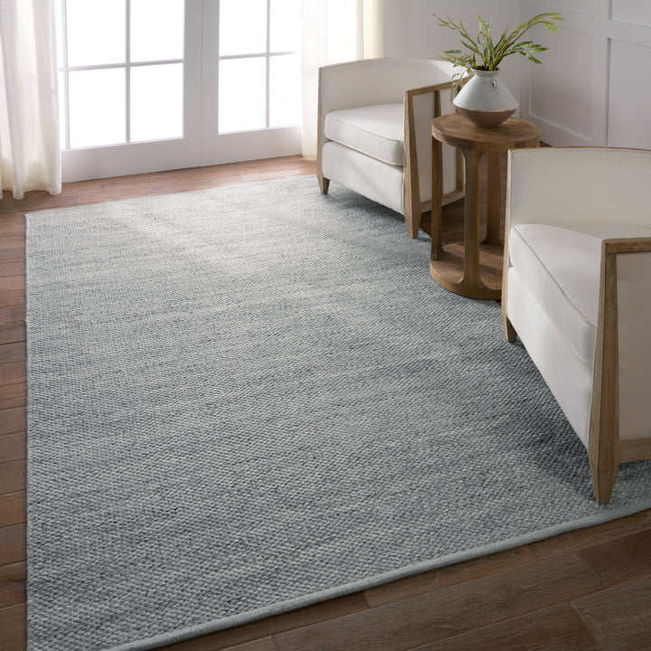 Jaipur Living Lamanda Handmade Indoor/Outdoor Solid Gray/ Light Blue Area Rug (5'X8')