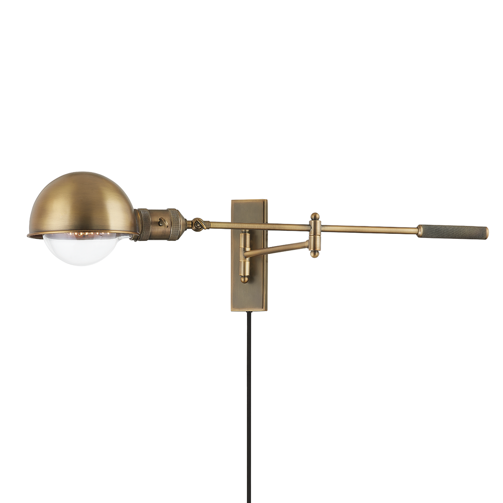 Wall Lighting Cannon Plug-In Sconce - Patina Brass