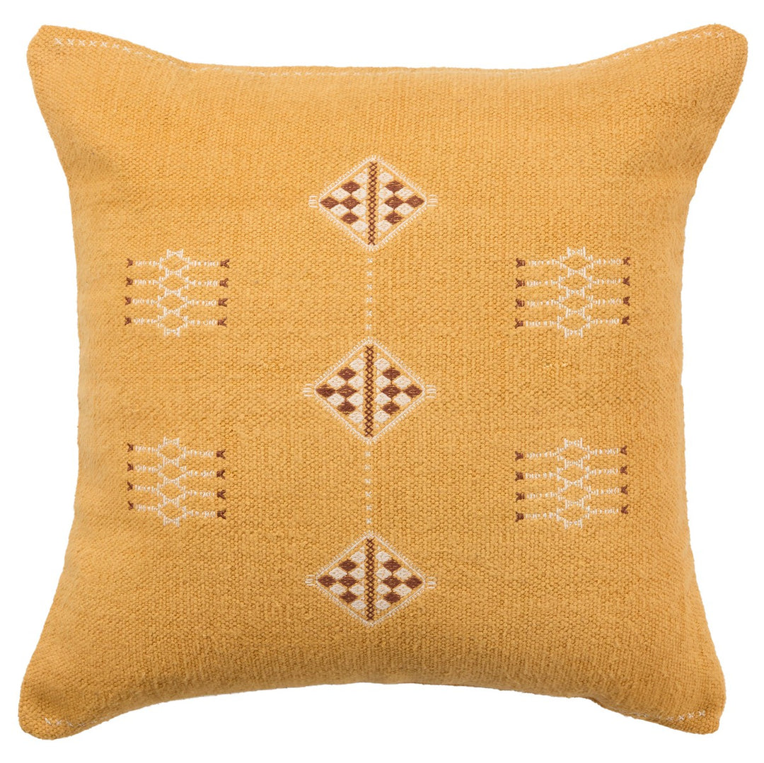 Jaipur Living Nufisa Tribal Yellow/ White Down Pillow (22" Square)