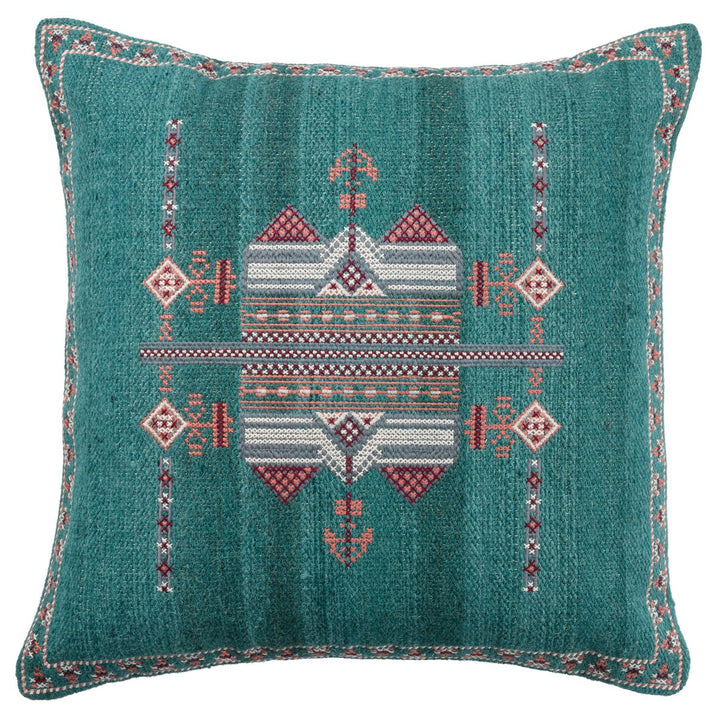 Jaipur Living Zaida Tribal Teal/ Terracotta Down Pillow (24" Square)