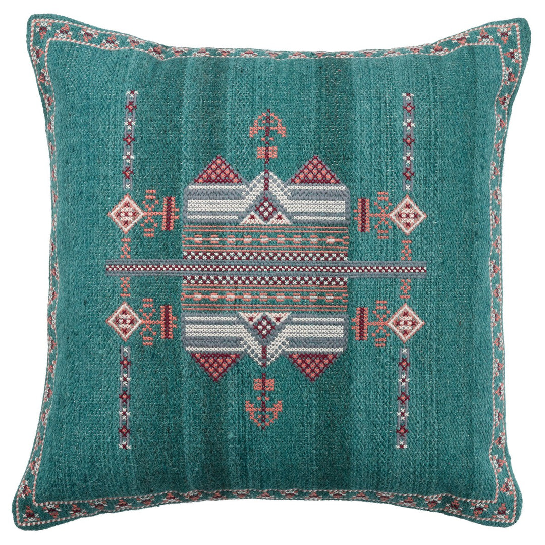 Jaipur Living Zaida Tribal Teal/ Terracotta Poly Fill Pillow (24" Square)