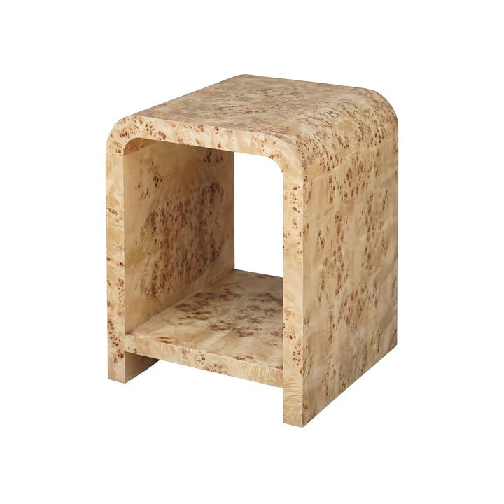 Putnam - Waterfall Edge Two Tier Side Table In Burl Wood