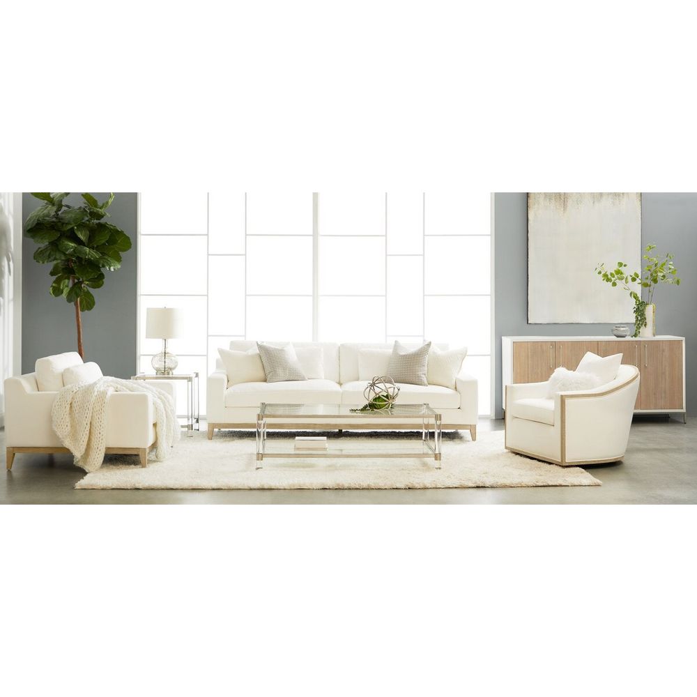 Additional view of Paxton Swivel Club Chair, featuring matte upholstery finish, fabric, wood, and a swivel base.