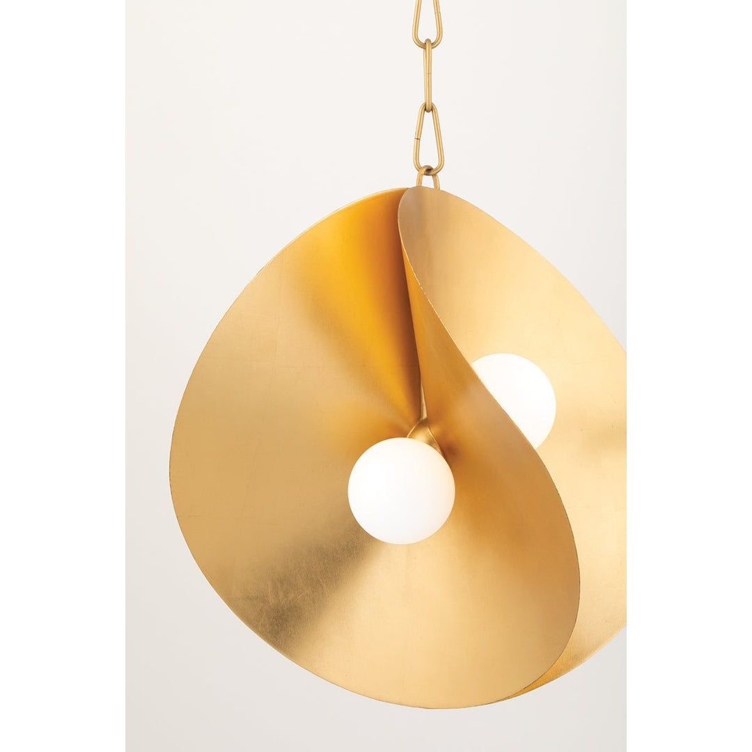 Peony Pendant - Gold Leaf 4 Lights 18in