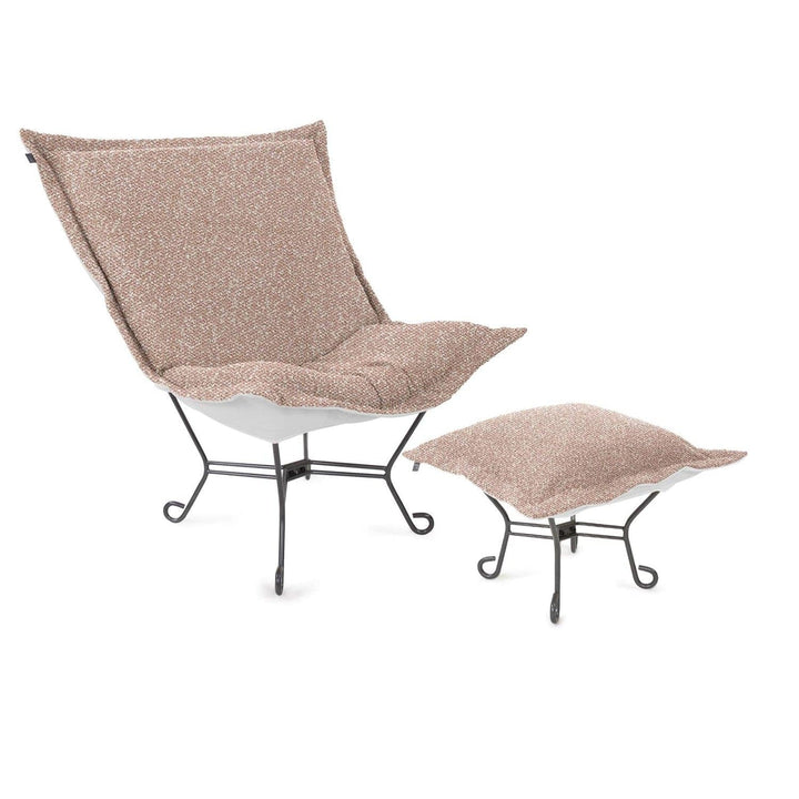 Patio Scroll Puff Chair Titanium, Alicante Blush-The Howard Elliott Collection-HOWARD-Q500-1335-Lounge ChairsBlush-5-France and Son