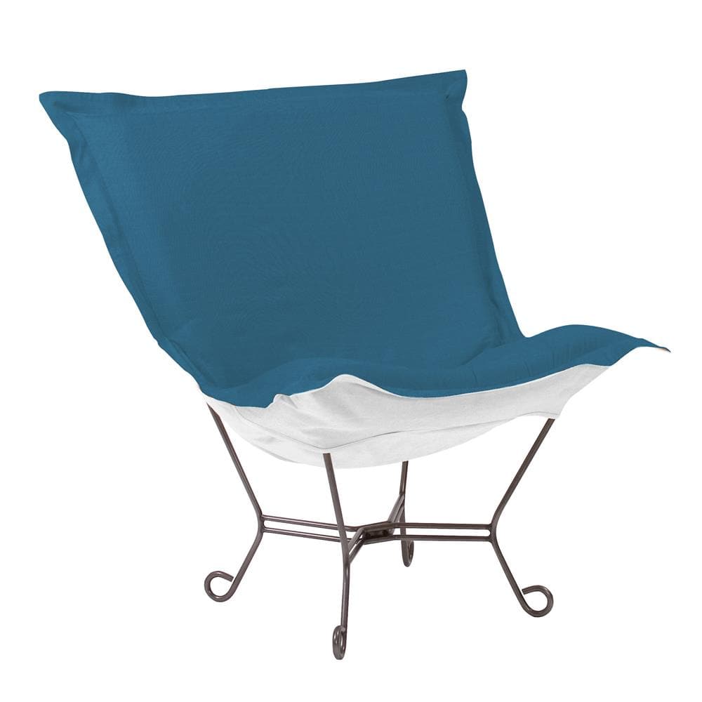 Scroll Puff Chair Seascape Titanium Frame-The Howard Elliott Collection-HOWARD-Q500-298-Outdoor Lounge ChairsTurquoise-3-France and Son