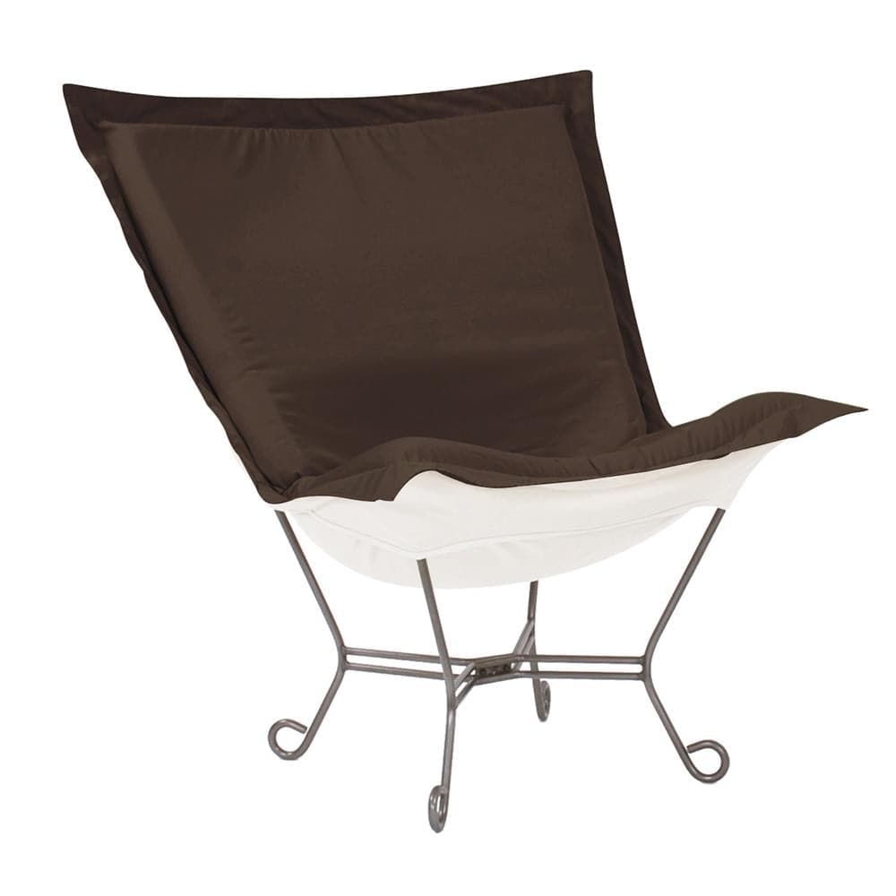 Scroll Puff Chair Seascape Titanium Frame-The Howard Elliott Collection-HOWARD-Q500-462-Outdoor Lounge ChairsChocolate-7-France and Son