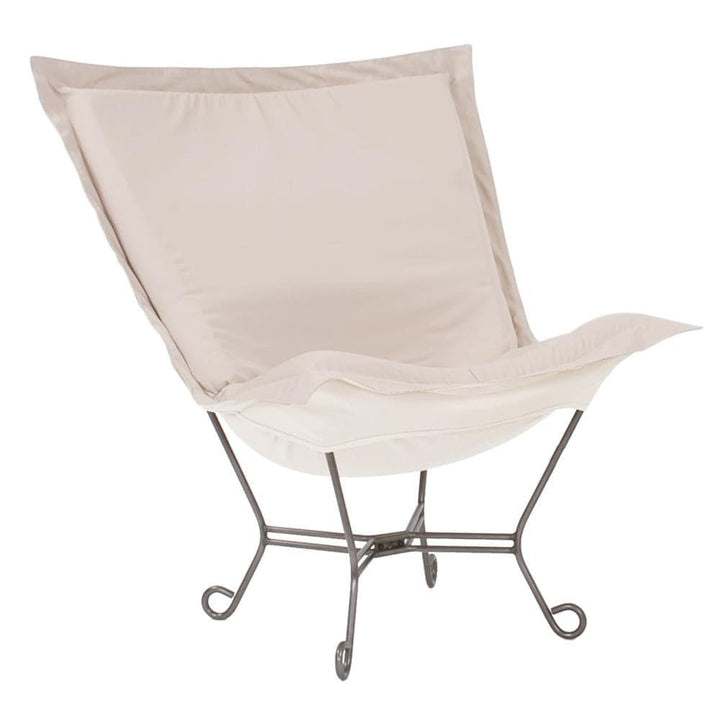 Scroll Puff Chair Seascape Titanium Frame-The Howard Elliott Collection-HOWARD-Q500-463-Outdoor Lounge ChairsSand-8-France and Son