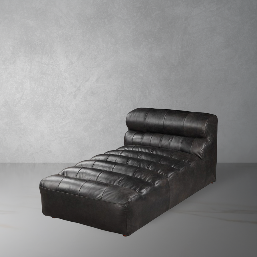 Ramsay Leather Chaise-Moes-MOE-QN-1010-01-Chaise LoungesAntique Black-1-France and Son