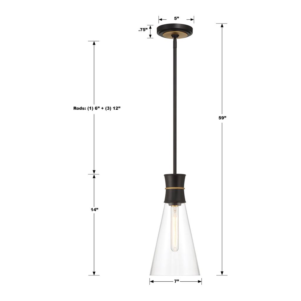 Quinn 1 Light Mini Pendant-Crystorama Lighting Company-CRYSTO-QUN-1500-MK-TG-Pendants-3-France and Son