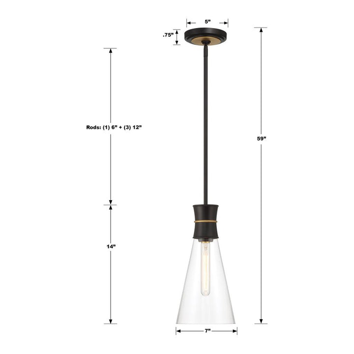 Quinn 1 Light Mini Pendant-Crystorama Lighting Company-CRYSTO-QUN-1500-MK-TG-Pendants-3-France and Son