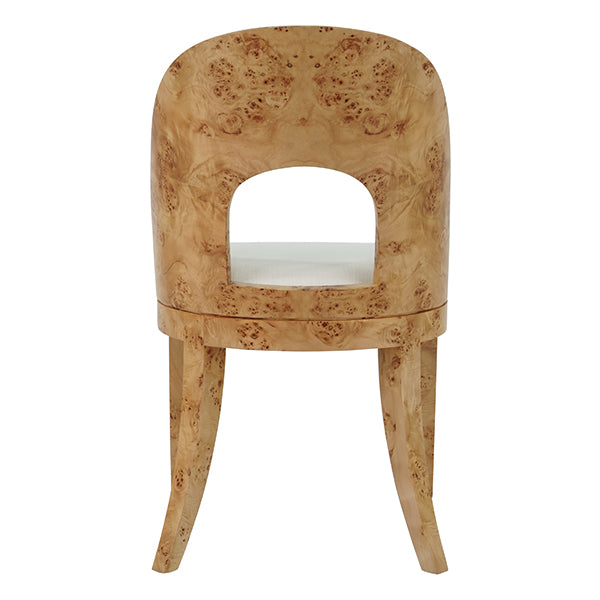 Rafferty Curved Back Dining Chair In Burl With Performance White Linen