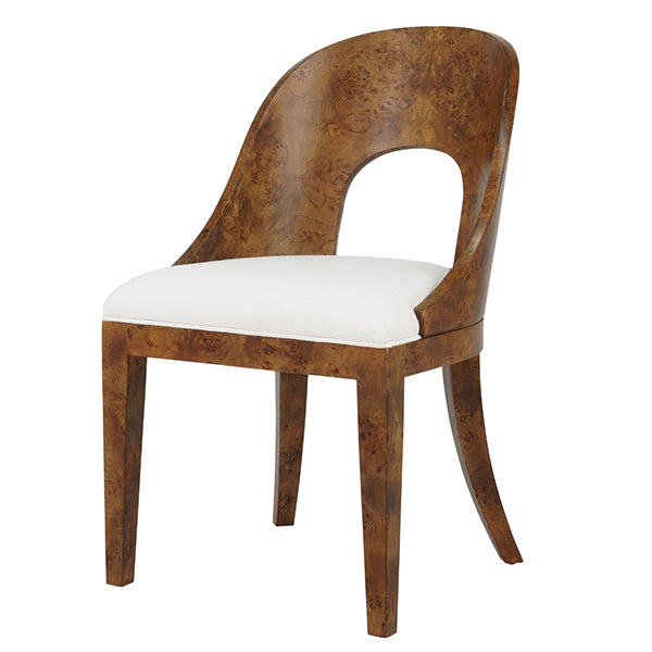 Dining Chairs Rafferty Curved Back Dining Chair In Dark Burl With Performance White Linen