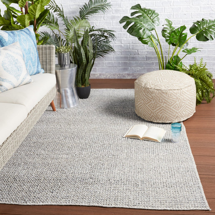 Jaipur Living Crispin Indoor/ Outdoor Solid Gray/ Ivory Area Rug (2'X3')